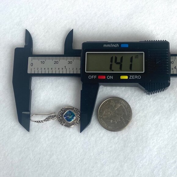 Sarda Sterling Silver 925 Mystic Quartz Bali Scrollwork Dangle Drop Earrings - Picture 14 of 16